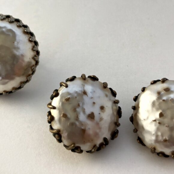 Pair of Miriam Haskell Baroque Pearl Earrings and Bonus Large Single Earring - Picture 10 of 10